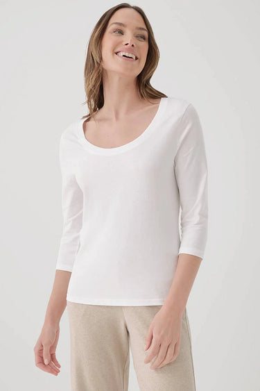 Softspun Scoop Neck Three-Quarter Sleeve Tee